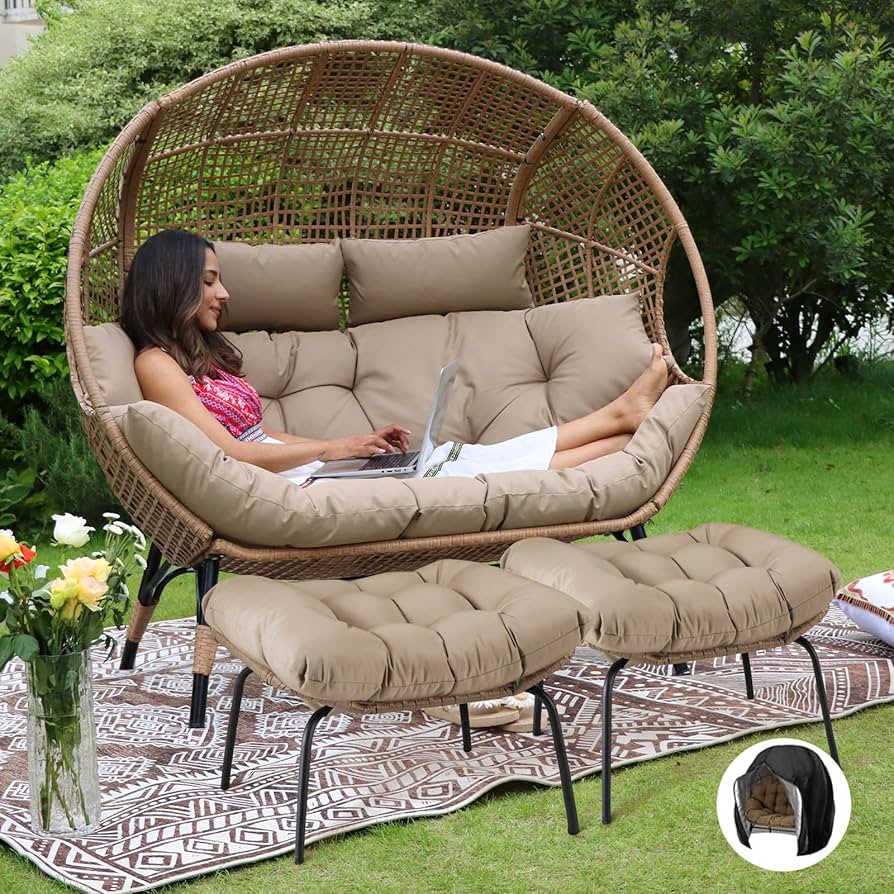 Amazon.com: NICESOUL Indoor Outdoor Double Egg Chair with